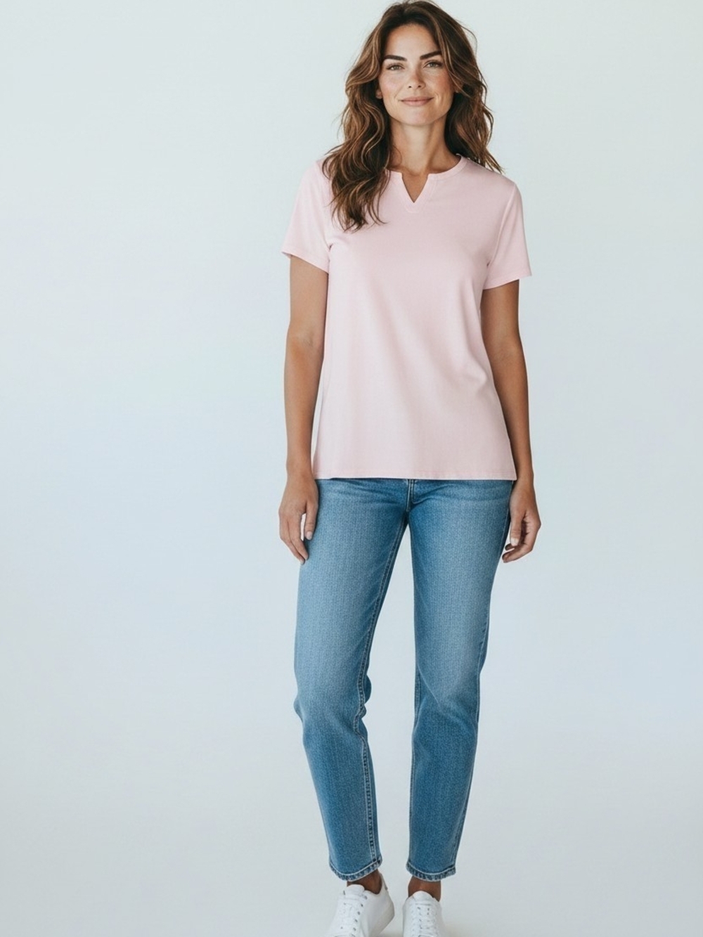 Talbots Women's Pink Notch-Neck Tee